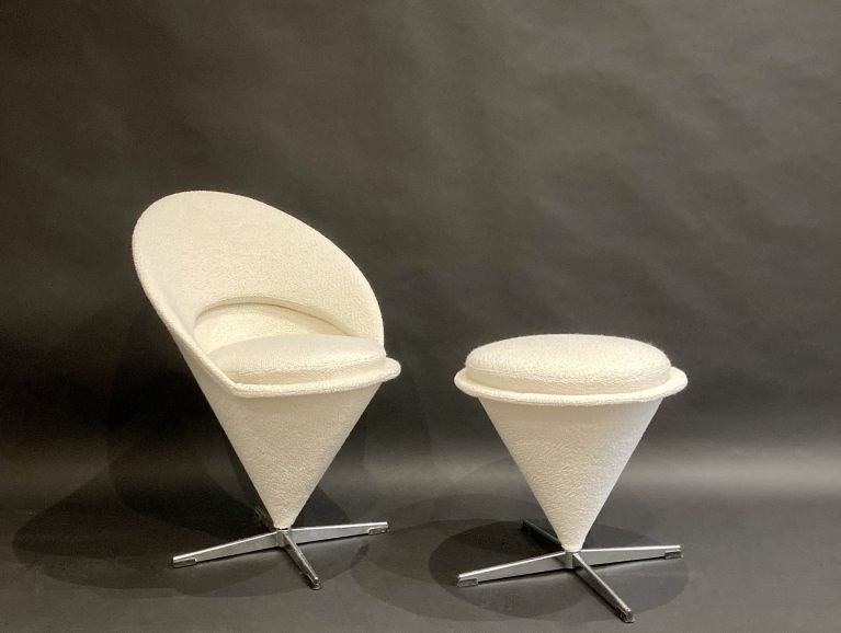 Couverture d'un fauteuil et ottoman modèle cône chair du designer Verner Panton - tissu de l'éditeur Larsen