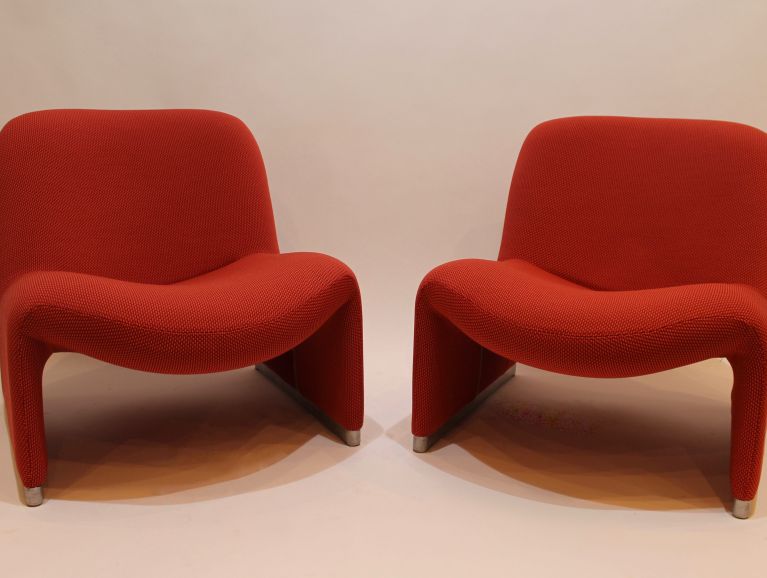 Réfection complète de fauteuils modèle Alky du designer Giancarlo Piretti pour Castelli , modèle original de 1969 - Tissu de l'éditeur Kvadrat