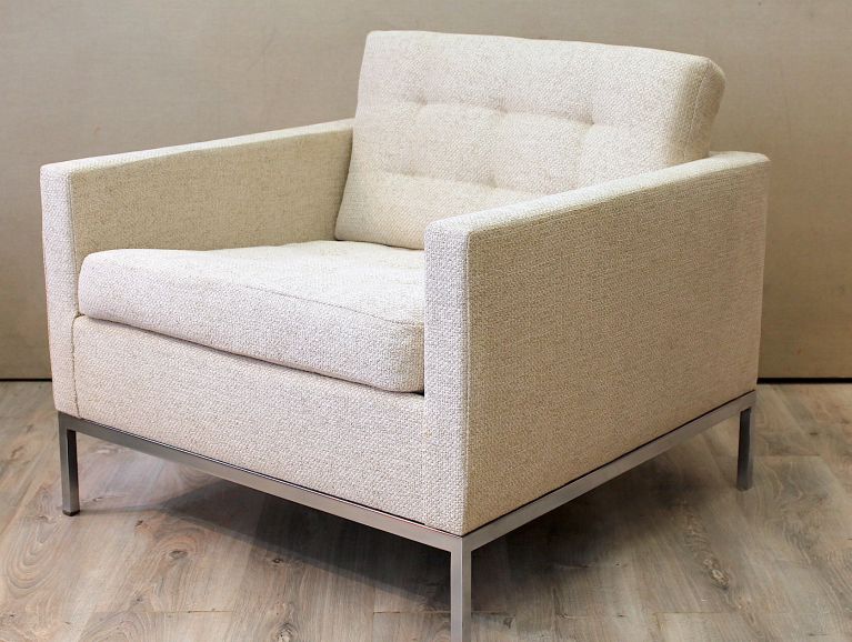 Réfection d'un fauteuil modèle Lounge Chair designer Florence Knoll - Tissu éditeur Clarke&Clarke Casanova