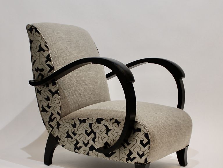 Réfection complète d'un fauteuil Art Déco - Tissu de l'éditeur Nobilis